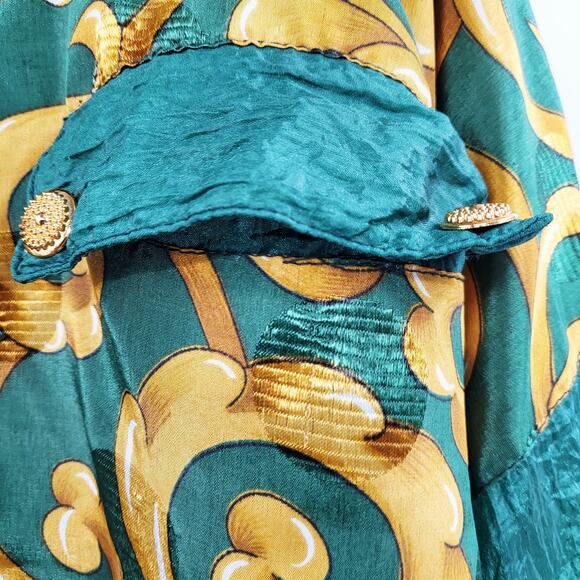 Vintage Argee Sports 90's Emerald Green & Gold Windbreaker Jacket Plus Size 18 W - Picture 5 of 8
